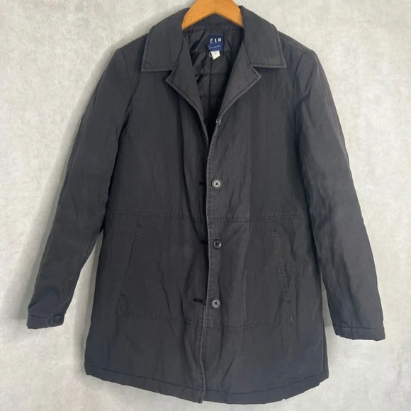 GAP Lightweight Dark Heather Gray Quilted Lining Puffer Coat Size MD - Picture 8 of 8